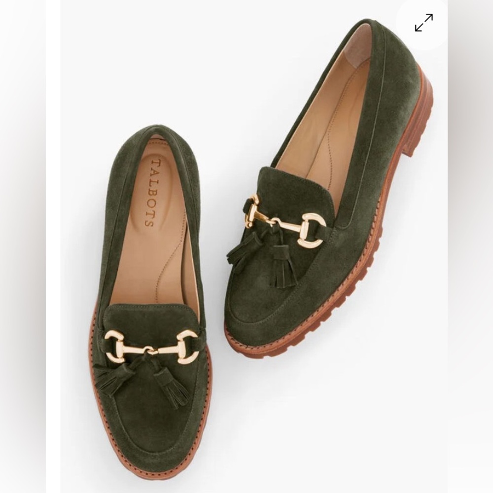 Talbots “Cassidy” tassel loafer, 8 1/2M, dark green suede